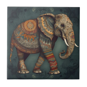 Boho Elephant-keramische Tegel met  Decoraties Tegeltje