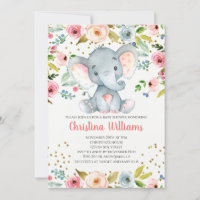 Boho Elephant Pink Girl Baby shower Waterverf