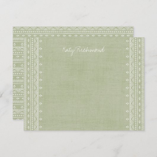 Boho Embroidery Tribal Pattern Stationery - Green (Voorkant / Achterkant)