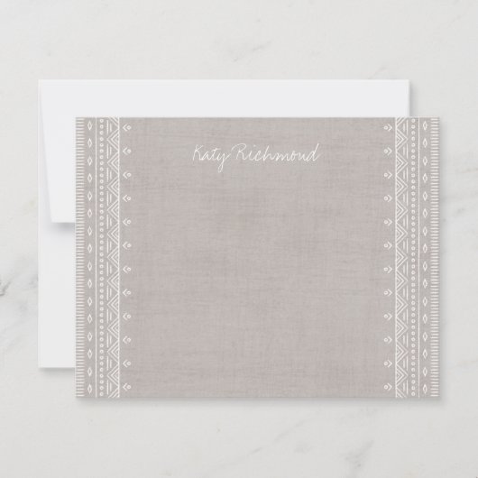 Boho Embroidery Tribal Pattern Stationery - Grey (Voorkant)