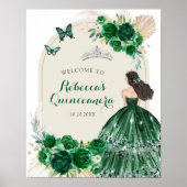 Boho Emerald Green Quinceañera Affiche de bienvenu (Devant)