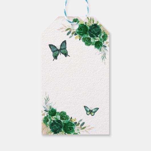 Boho Emerald Green Quinceañera Dank je Cadeaulabel (Achterkant)