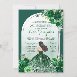 Boho Emerald Green Quinceanera Kaart