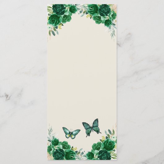 Boho Emerald Groen Bloemen Quinceañera Menu (Achterkant)