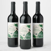 Boho Emerald Groene Rozen Princesa Quinceañera Wijn Etiket (Flessen)