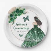 Boho Emerald Groene Rozen Prinses Quinceañera Papieren Bordje (Voorkant)