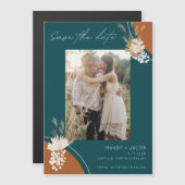 Boho Emerald Photo Wedding Save the Date (Voorkant / Achterkant)
