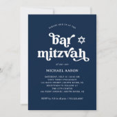 Boho en Retro Donkerblauw | Bar Mitzvah Kaart (Voorkant)