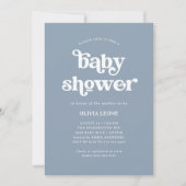 Boho en Retro Dusty Blue | BABY SHOWER Kaart (Voorkant)