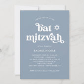 Boho en Retro Dusty Blue | Bat Mitzvah Kaart (Voorkant)