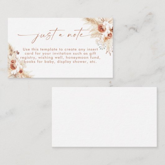 Boho Enclosure Kaart | Terracotta Just A Note Kaar (Voorkant / Achterkant)