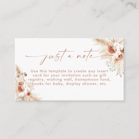 Boho Enclosure Kaart | Terracotta Just A Note Kaar (Voorkant)
