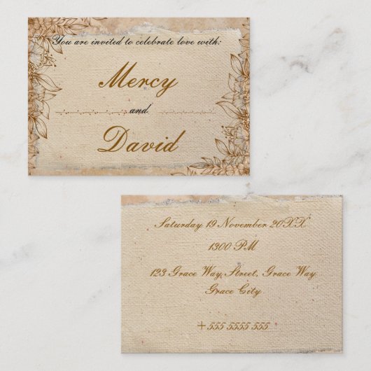 Boho Engagement Invitation Card Informatiekaartje (Voorkant / Achterkant)