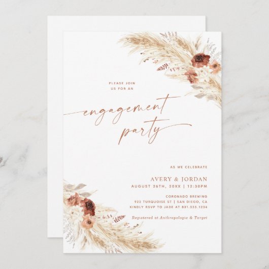 Boho Engagement Partie Invitation Couples Douche I (Devant / Derrière)