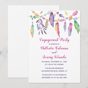 Boho Engagement Party Feathers Native American Kaart
