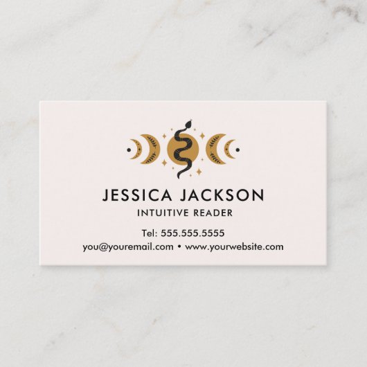Boho Esoteric Snake and Moon Phases Visitekaartje (Voorkant)
