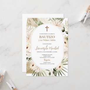 Boho espagnol Baptême Floral Invitation