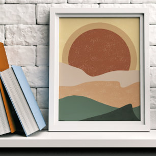 Boho esthetische zonsondergang moderne kunst poster