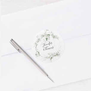 Boho Etheral Garden Greenery Botanical Wedding Ronde Sticker
