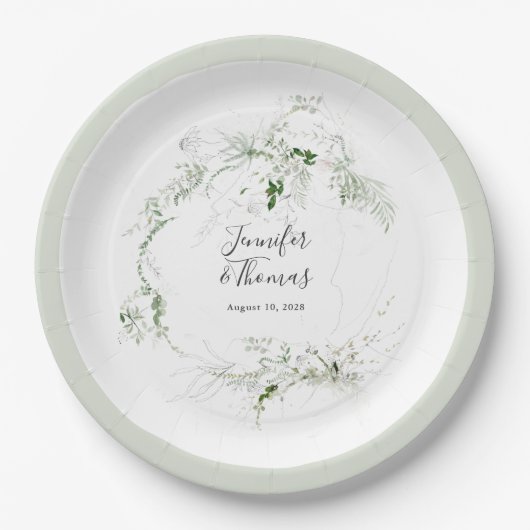 Boho Etheral Greenery Simple Botanical Papieren Bordje (Voorkant)