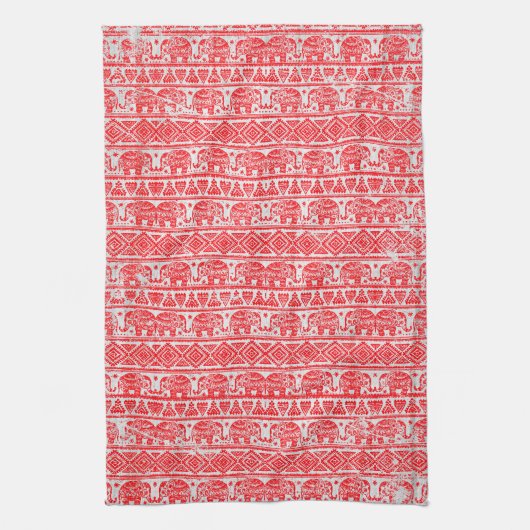 Boho etnisch olifantenpatroon theedoek (Verticaal)