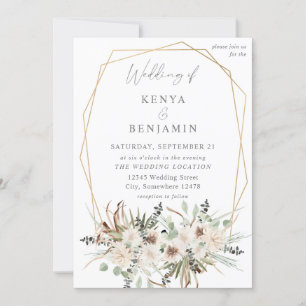 Boho Eucalyptus & Beige Floral 2 Weddenschap Kaart
