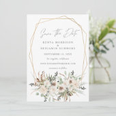 Boho Eucalyptus & Beige Floral Save the Date Kaart (Staand voorkant)