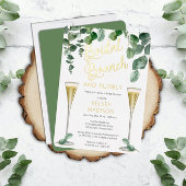 Boho Eucalyptus Champagne Bridal Brunch en Bubble Folie Uitnodiging
