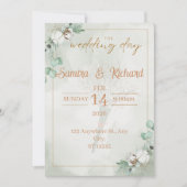 Boho Eucalyptus & Cotton Wedding Invitation (Devant)