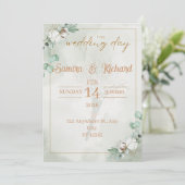 Boho Eucalyptus & Cotton Wedding Invitation (Debout devant)