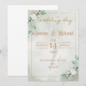 Boho Eucalyptus & Cotton Wedding Invitation (Devant / Derrière)