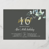 Boho Eucalyptus Feuilles Sweet 16 Foil Invitation (Recto)