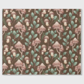 Boho Eucalyptus Forest Mushrooms Donker Bruin Cadeaupapier (Vlak)