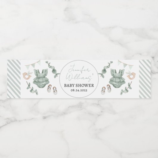 Boho eucalyptus girl baby shower etiketten op fles (Enkel label)