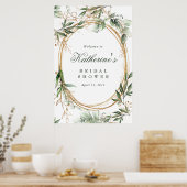 Boho Eucalyptus Gouden Cirkels Bruidscadeau Poster (Keuken)
