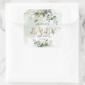 Boho eucalyptus gouden letters Baby shower sticker (Tas)