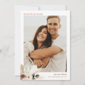 Boho Eucalyptus Green Flowers Pampas Wedding Kaart (Achterkant)