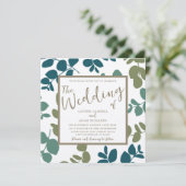 Boho Eucalyptus Green & Gold Faire-part de mariage (Debout devant)