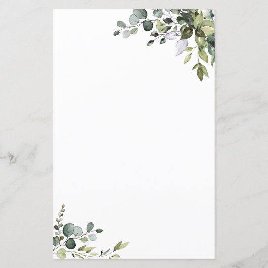 Boho Eucalyptus Green Menu Mariage simple (Dos)