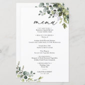 Boho Eucalyptus Green Menu Mariage simple (Devant / Derrière)