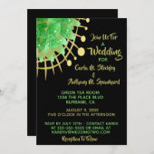 Boho Eucalyptus Greenery Black & Gold Wedding Kaart (Voorkant / Achterkant)