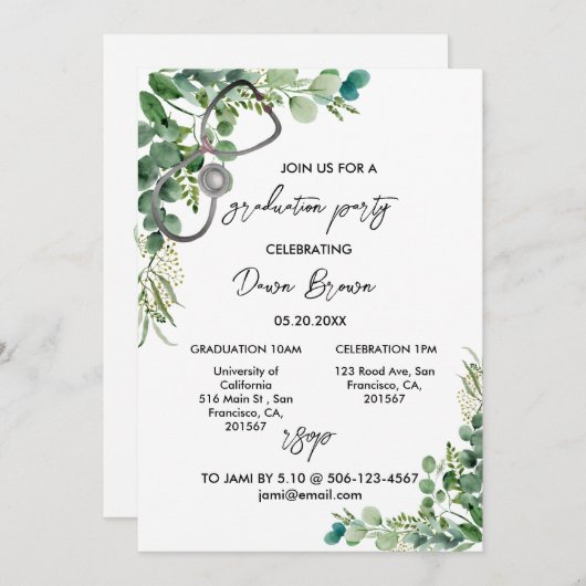 Boho Eucalyptus Greenery Kaart (Voorkant / Achterkant)