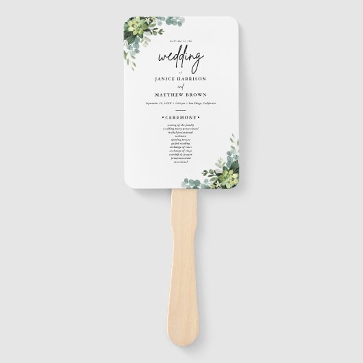 Boho Eucalyptus Greenery Wedding Ceremony Program  Handwaaier (Voorkant)