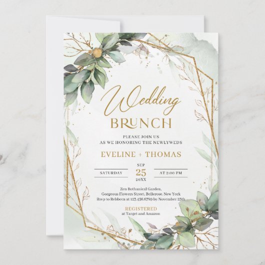 Boho Eucalyptus groen takken bruiloft brunch Kaart (Voorkant)