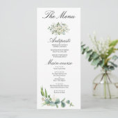 Boho Eucalyptus Groene Zomer Bruiloft Menu (Staand voorkant)