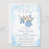 Boho Eucalyptus Jongenskleding  Baby shower Kaart (Voorkant)