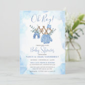 Boho Eucalyptus Jongenskleding  Baby shower Kaart (Staand voorkant)