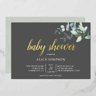 Boho Eucalyptus Leaves Baby shower Folie Invitatio Uitnodiging
