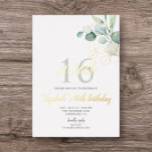 Boho Eucalyptus Leaves Sweet 16 Folie Uitnodiging