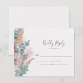 Boho Eucalyptus Natural Pampas Grass Wedding RSVP (Voorkant / Achterkant)